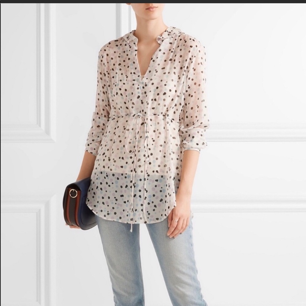 Maiyet Printed Polka Dot Silk-Gauze Blouse